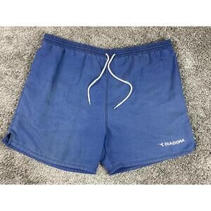 Vintage Diadora Soccer Shorts Royal Blue Mens 100% Nylon Shiny Y2K Retro Sz XL